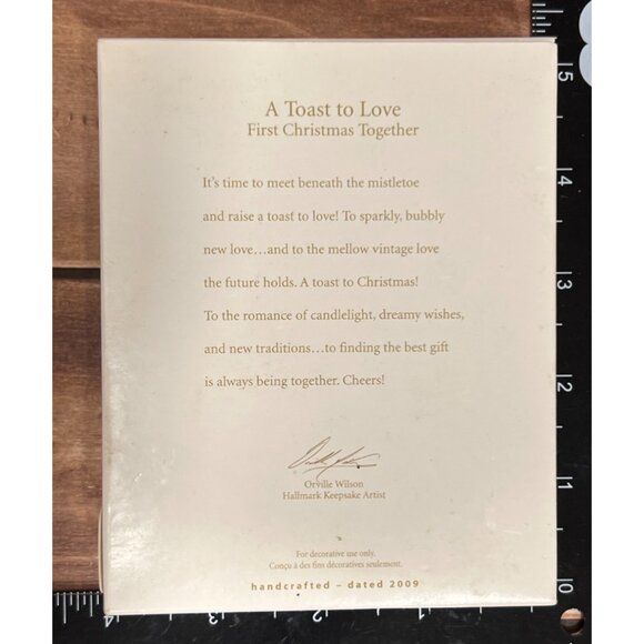 2009 HALLMARK KEEPSAKE ORNAMENT QXG6082 A TOAST TO LOVE FIRST CHRISTMAS TOGETHER - Picture 3 of 5